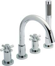 Hudson Reed Tec 4 Tap Hole Bath Shower Mixer Tap With Small Spout & Retainer