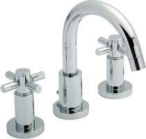 Hudson Reed Tec 3 Tap Hole Basin Tap With Small Spout & Cross Handles.