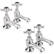 Hudson Reed Topaz Basin & Bath Tap Pack With X-Heads (Black & Chrome).