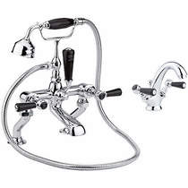 Hudson Reed Topaz Mono Basin & BSM Tap Pack With Levers (Black & Chrome).