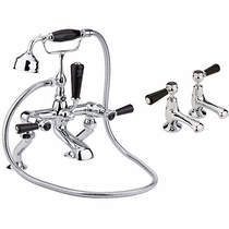 Hudson Reed Topaz Basin & BSM Tap Pack With Levers (Black & Chrome).