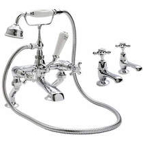 Hudson Reed Topaz Basin & BSM Tap Pack With X-Heads (White & Chrome).