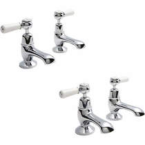 Hudson reed topaz basin & bath tap pack with levers (white & chrome).