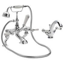 Hudson Reed Topaz Mono Basin & BSM Tap Pack With Levers (White & Chrome).