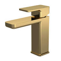 Nuie windon basin mixer tap with push button waste (brushed brass).