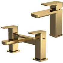 Nuie Windon Basin & Bath Filler Tap Pack (Brushed Brass).