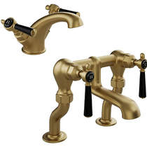 Vado Axbridge Basin & Bath Filler Tap Pack With Lever Handles (Brushed Brass).