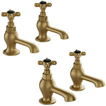 Vado Axbridge Basin & Bath Tap Pack With Crosshead Handles (Brushed Brass).