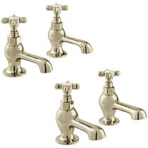 Vado Axbridge Basin & Bath Tap Pack With Crosshead Handles (Bright Nickel).