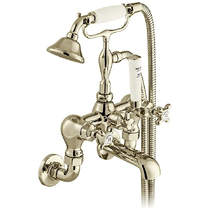 Vado Axbridge Wall-Mounted Bath Shower Mixer Tap With Crosshead Handles (Bright Nickel).