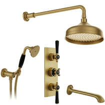 Vado Axbridge Thermostatic Shower Valve With Mini Kit, Head & Bath Spout (Brushed Brass).