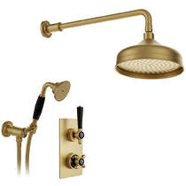 Vado Axbridge Thermostatic Shower Valve With Mini Kit & Fixed Head (Brushed Brass).