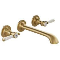 Vado Axbridge Wall-Mounted Basin Mixer Tap With Lever Handles (Brushed Brass, 3TH).