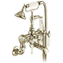 Vado Axbridge Wall-Mounted Bath Shower Mixer Tap With Lever Handles (Bright Nickel).