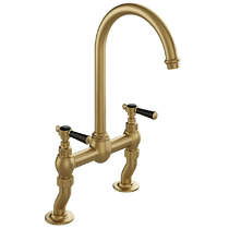 Vado Axbridge Bridge Kitchen Mixer Tap With Lever Handles (Brushed Brass).