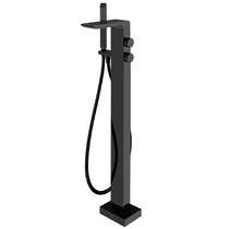 Vado Omika Noir Freestanding Bath Shower Mixer Tap With Kit (Polished Black).