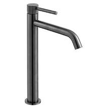 Vado Origins Slimline Tall Basin Mixer Tap With Knurled Accents (Brushed Black).