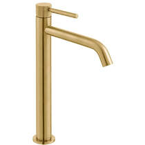 Vado Origins Slimline Tall Basin Mixer Tap With Knurled Accents (Brushed Gold).