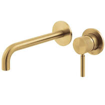 Vado Origins Wall-Mounted Basin Mixer Tap With Knurled Accents (Brushed Gold).
