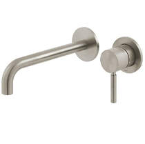 Vado Origins Wall-Mounted Basin Mixer Tap With Knurled Accents (Brushed Nickel).