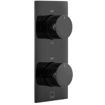 Vado Omika Noir Thermostatic Shower Valve With 2 Outlets (Polished Black).