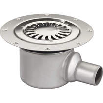 VDB Vinyl Drains Shower Drain With 50mm Horizontal Outlet (250mm, S Steel).