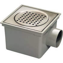 VDB Bucket Drains ABS Drain 200x200mm (Brushed Stainless Steel Grate).